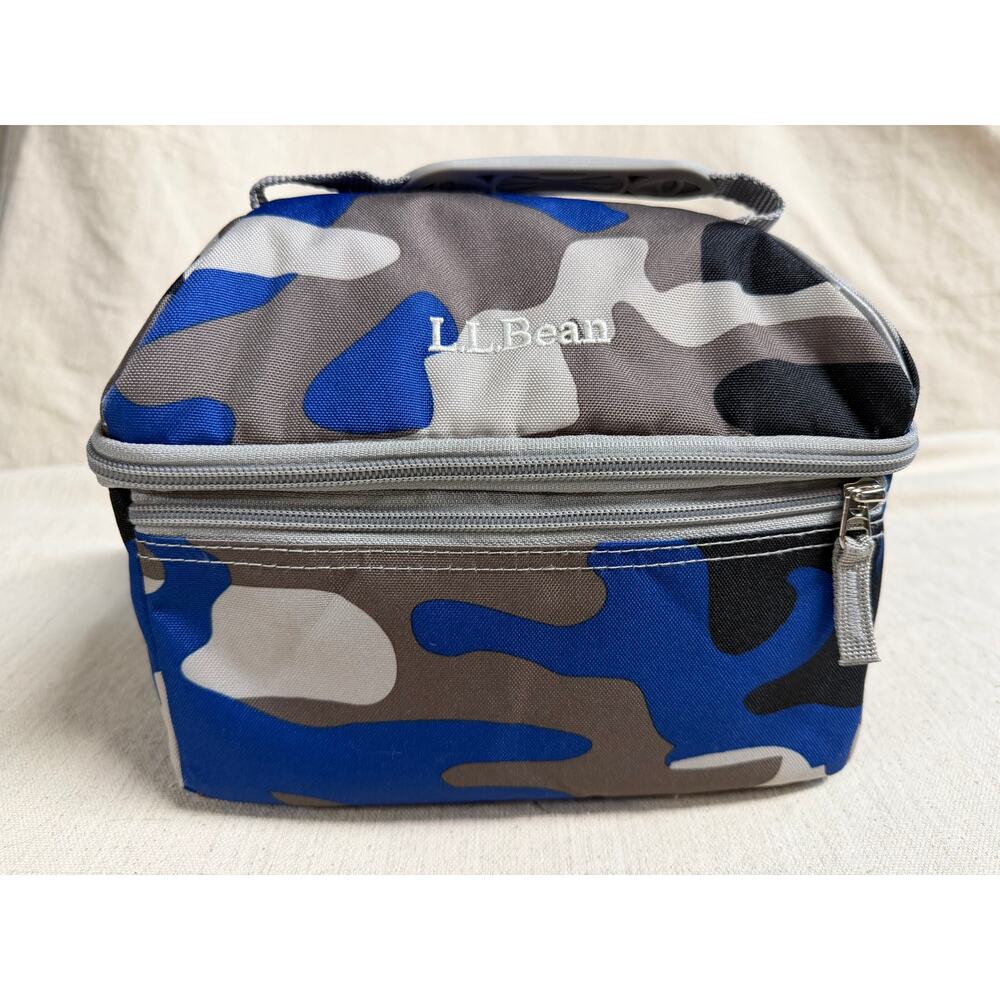L.L. Bean Blue Camo Flip-Top Lunch Box Insulated Cooler Double Zip